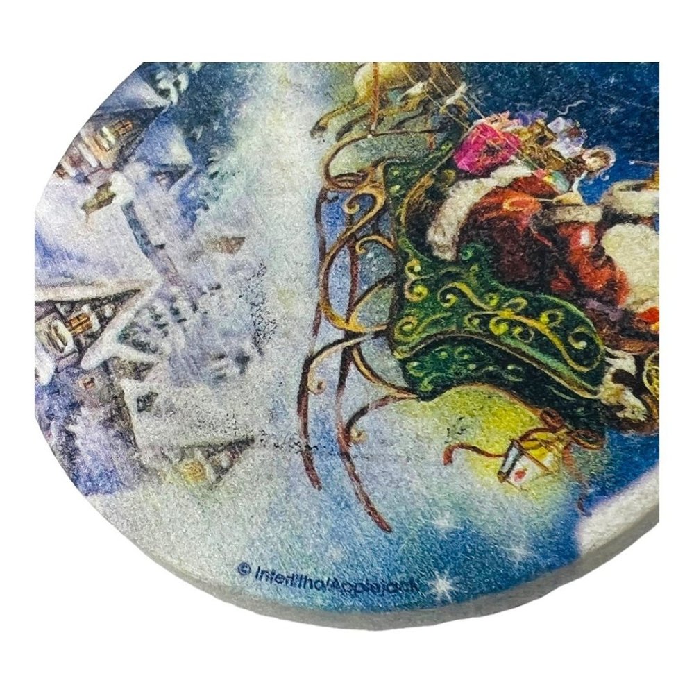 Thirsty Stone Set of 4 Natural Sandstone & Cork Santa Christmas Coasters - Picture 7 of 13